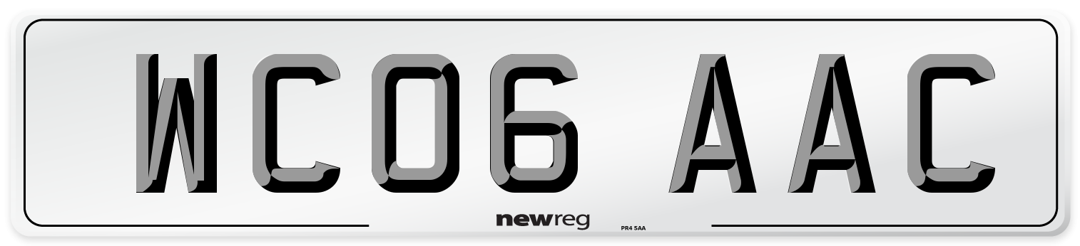 WC06 AAC Number Plate from New Reg